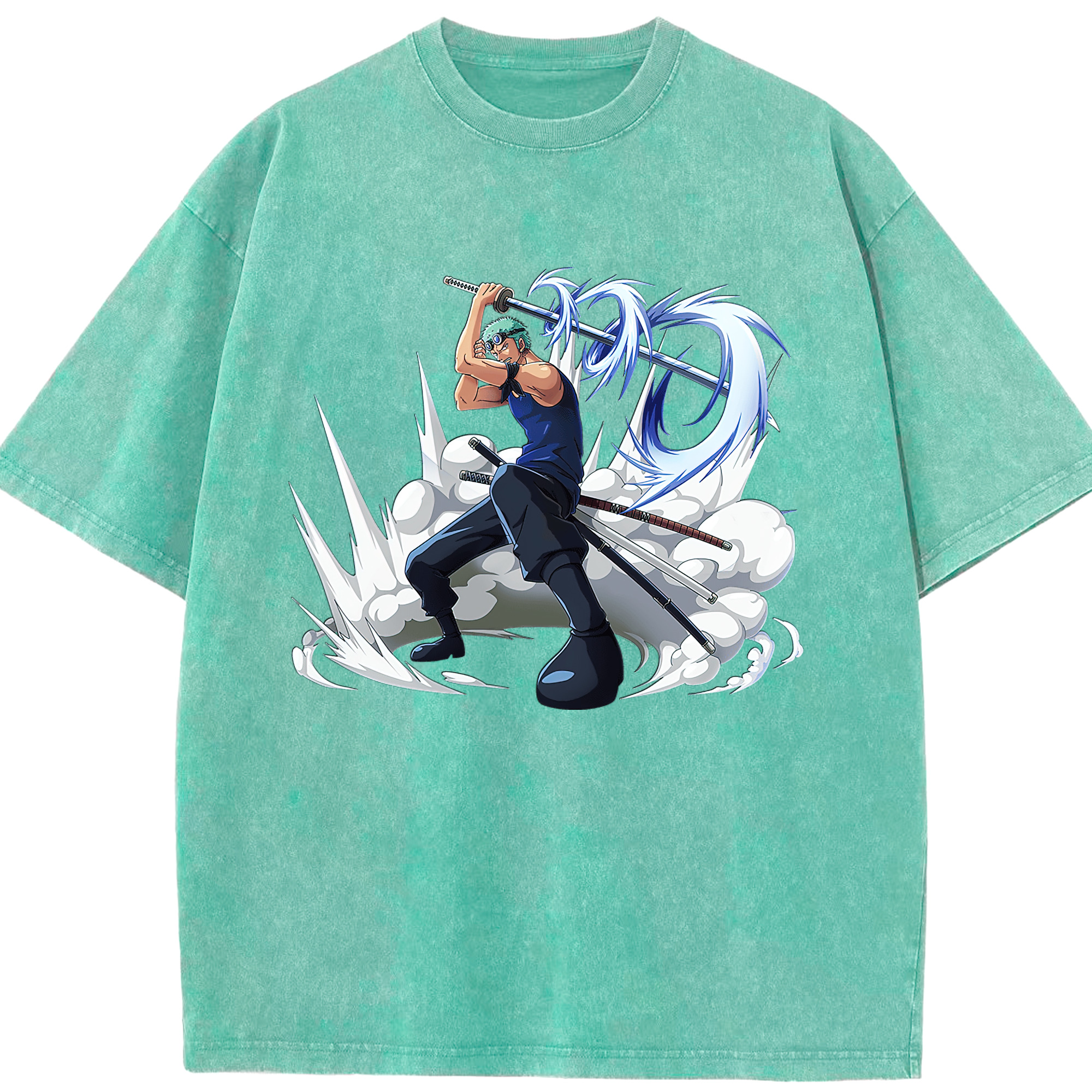 ワンピース ロロノア・ゾロ ONE PIECE Roronoa Zoro 綿100% ヴィンテージ風 半袖Tシャツ（フロントプリント）